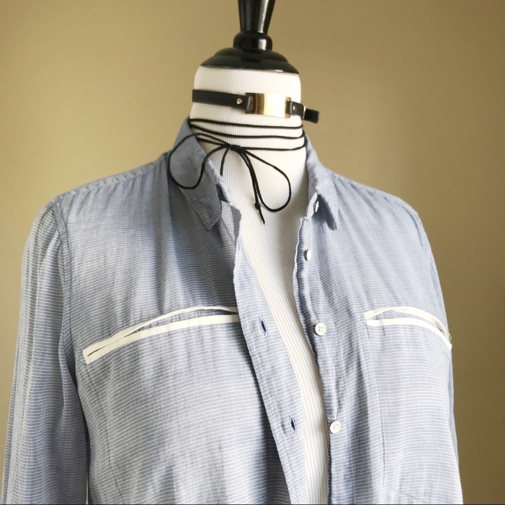 Calvin Klein Jean Blue Stripe Button Down - Picture 5 of 8